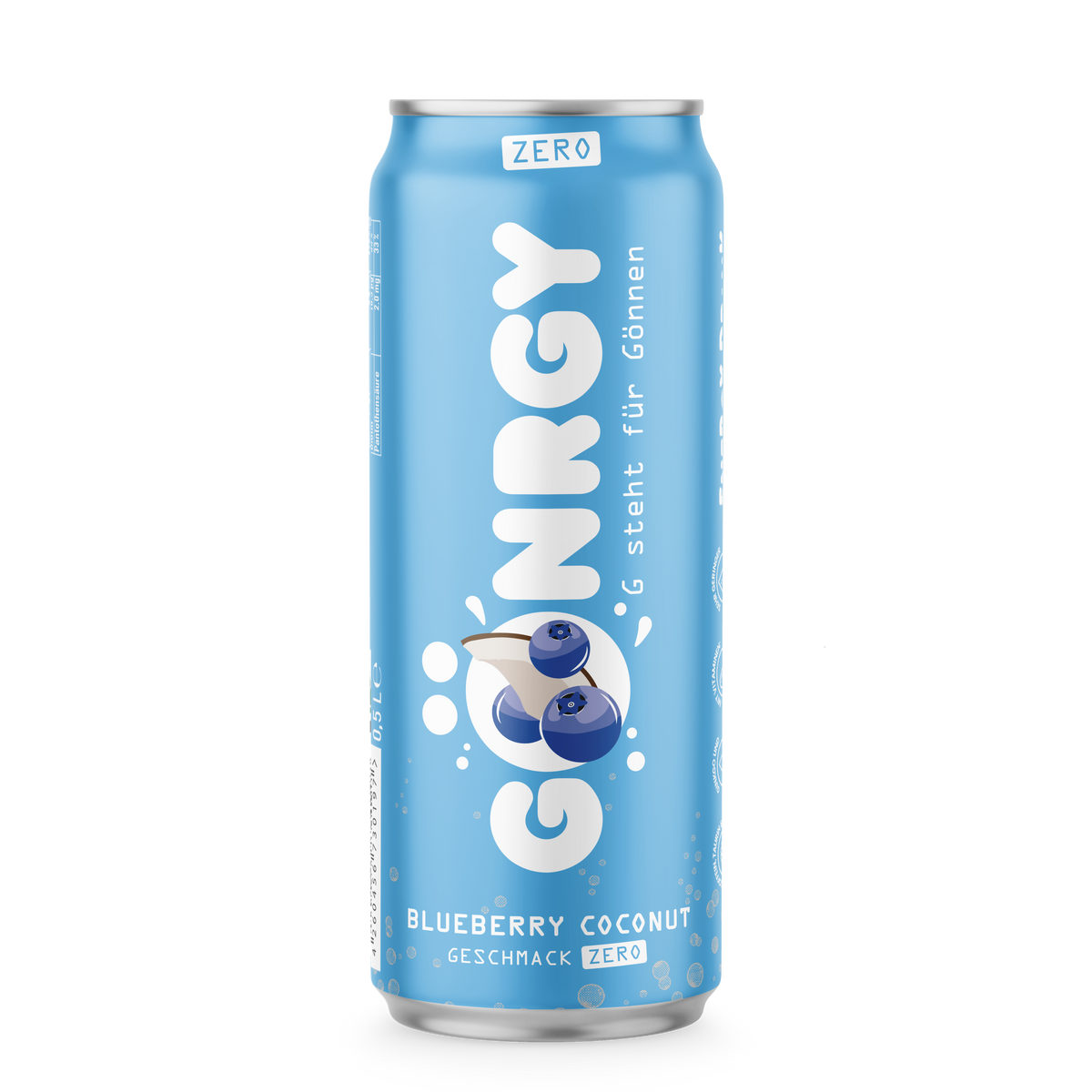 Gönrgy Blueberry Coconut Zuckerfrei 500ml Dose – Vorderseite