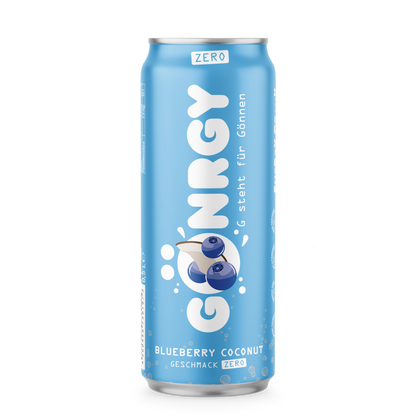 Gönrgy Blueberry Coconut Zuckerfrei 500ml Dose – Vorderseite