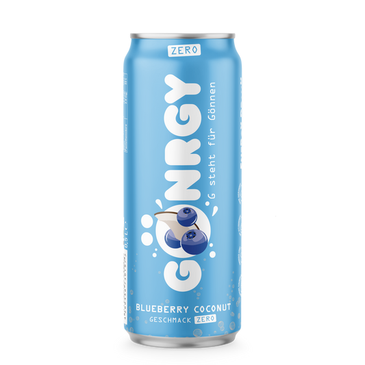 Gönrgy Blueberry Coconut Zuckerfrei 500ml Dose – Vorderseite