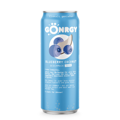 Gönrgy Blueberry Coconut Zuckerfrei 500ml Dose – Rückseite