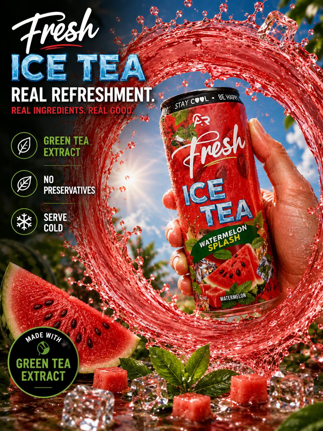 Fresh Ice Tea Watermelon Splash 330ml