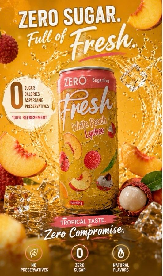 Fresh White Peach & Lychee Zuckerfrei 330ml